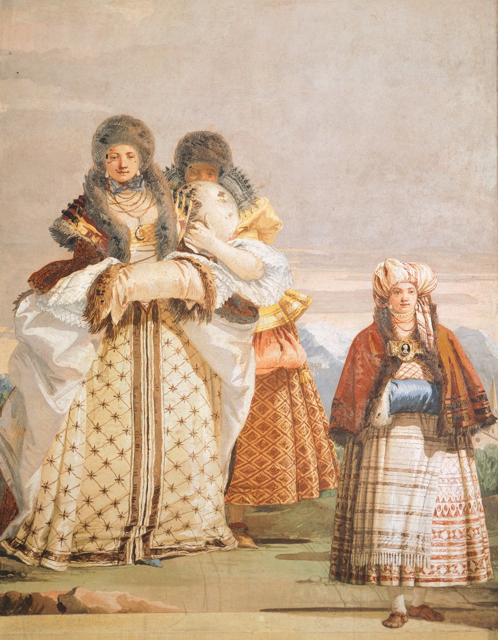 Paseo de invierno (detalle) de Giovanni Battista Tiepolo