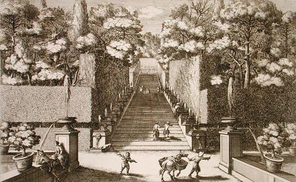 La gran escalera en la Villa d