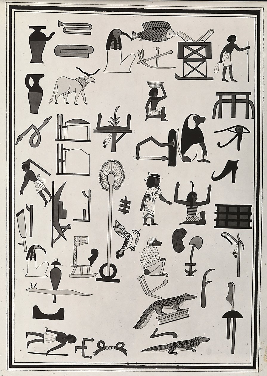 Dibujos de las decoraciones del interior de la tumba del faraón Psammetic I, reproducidos en 1817 por Giovanni Battista Belzoni, conservados en el Museo Británico de Londres de Giovanni Battista Belzoni