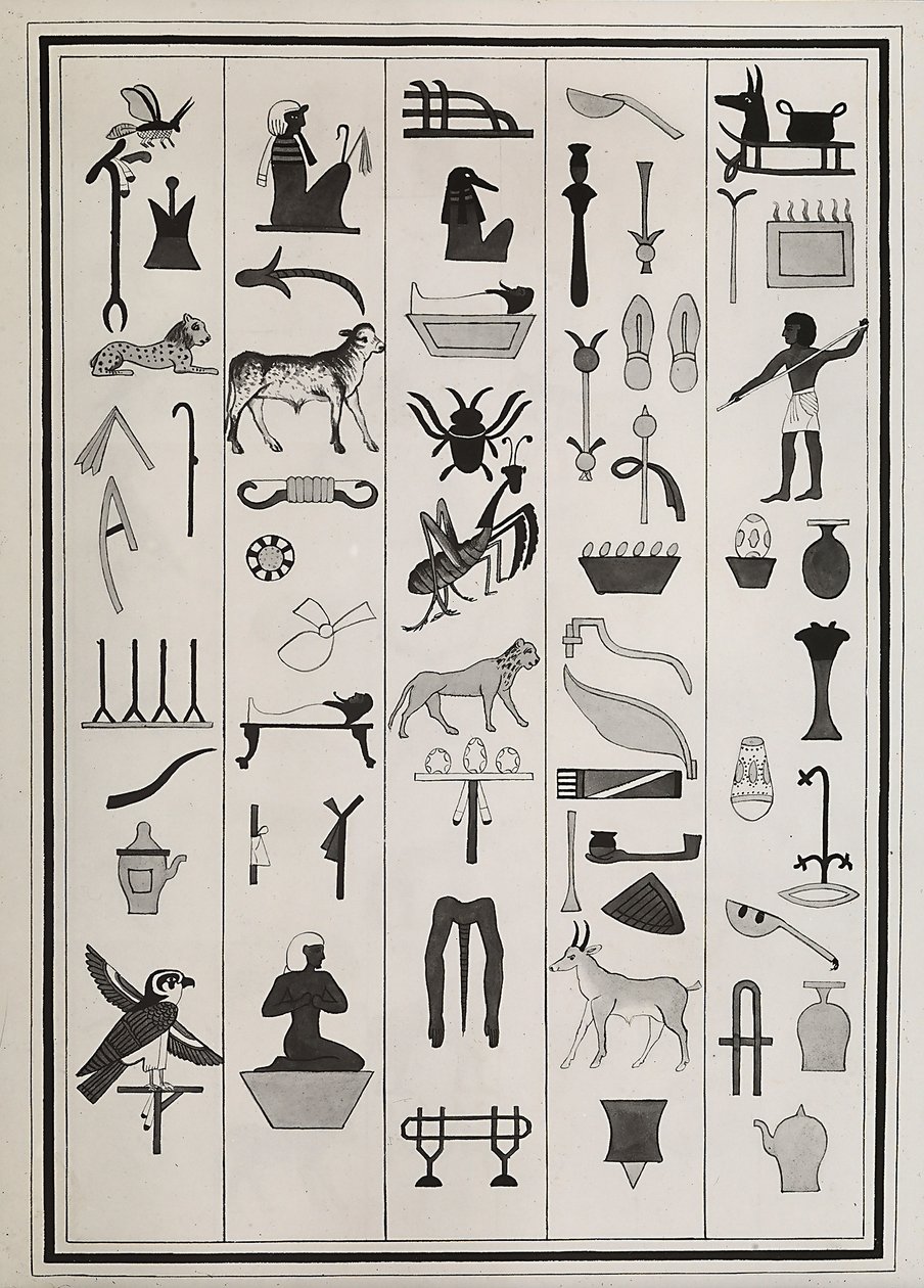 Dibujos de las decoraciones del interior de la tumba del faraón Psammetic I, reproducidos en 1817 por Giovanni Battista Belzoni, conservados en el Museo Británico de Londres de Giovanni Battista Belzoni