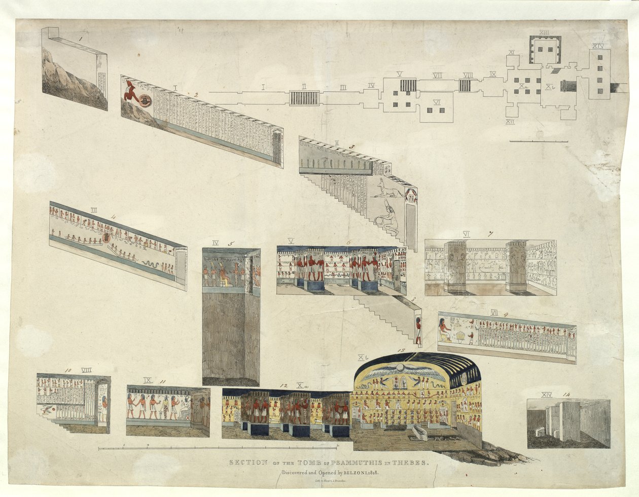 Sección de la tumba de Psammuthis en Tebas, descubierta y abierta por Belzoni en 1818 de Giovanni Battista Belzoni