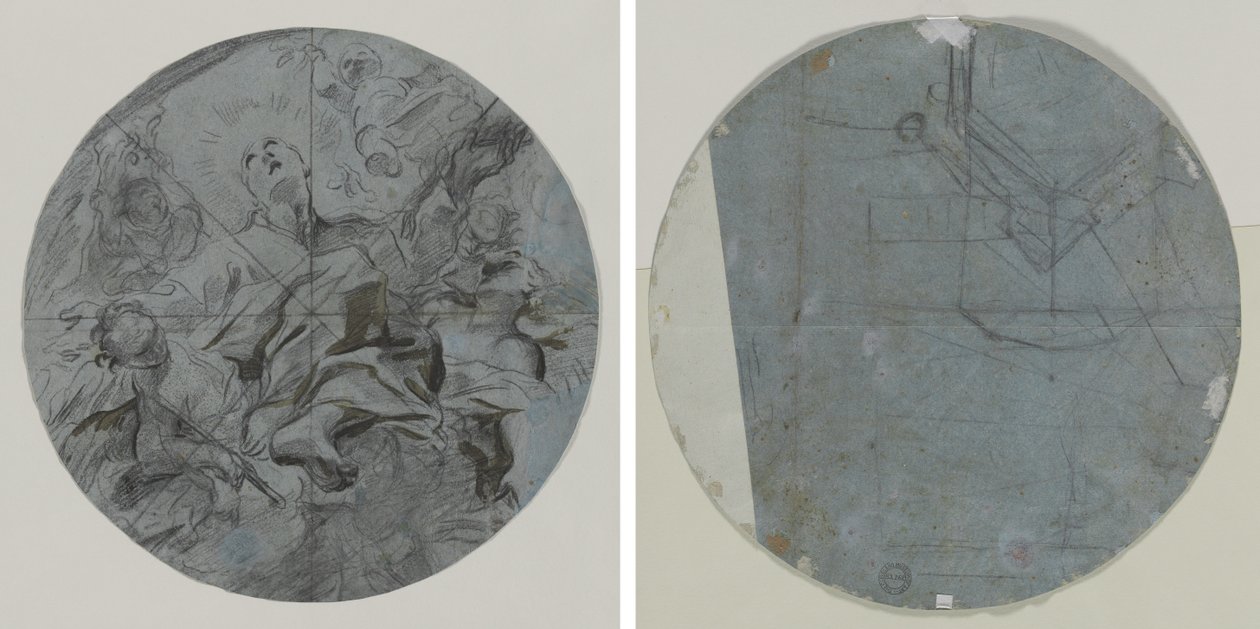 Apoteosis de un Santo (recto); Boceto Arquitectónico(?) (verso) de Giovanni Battista Benaschi