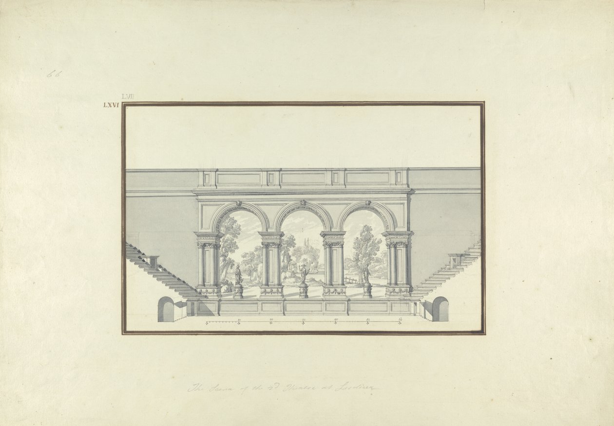 Reconstrucción del Segundo Teatro en Laodicea, c.1750 de Giovanni Battista Borra