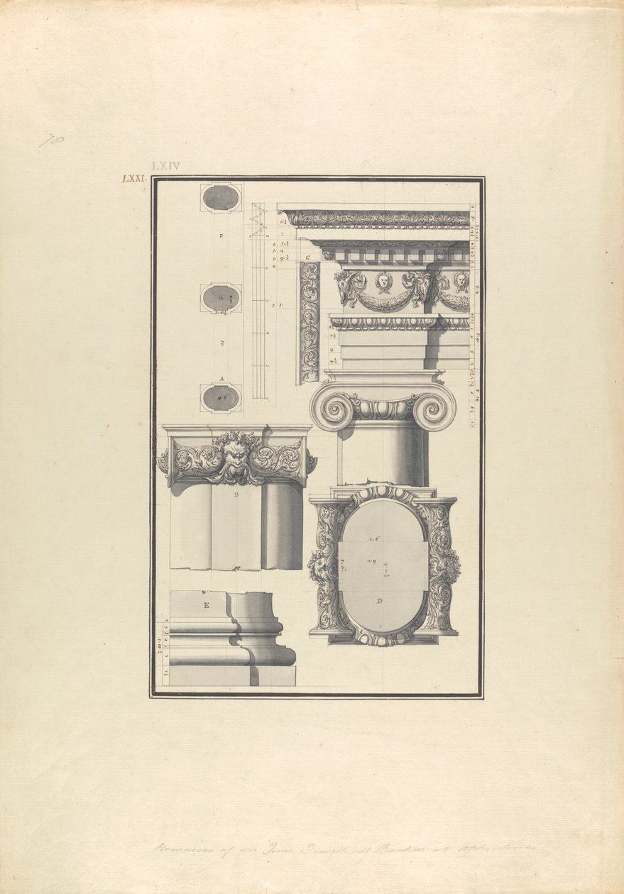 Restos de un templo jónico de Baco en Afrodisias de Giovanni Battista Borra