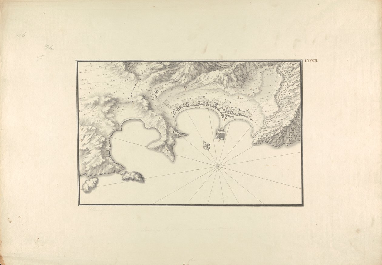Mapa topográfico de Halicarnaso en su puerto de Giovanni Battista Borra
