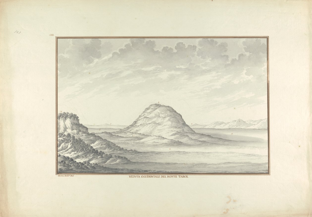 Vista occidental del monte Tabor de Giovanni Battista Borra