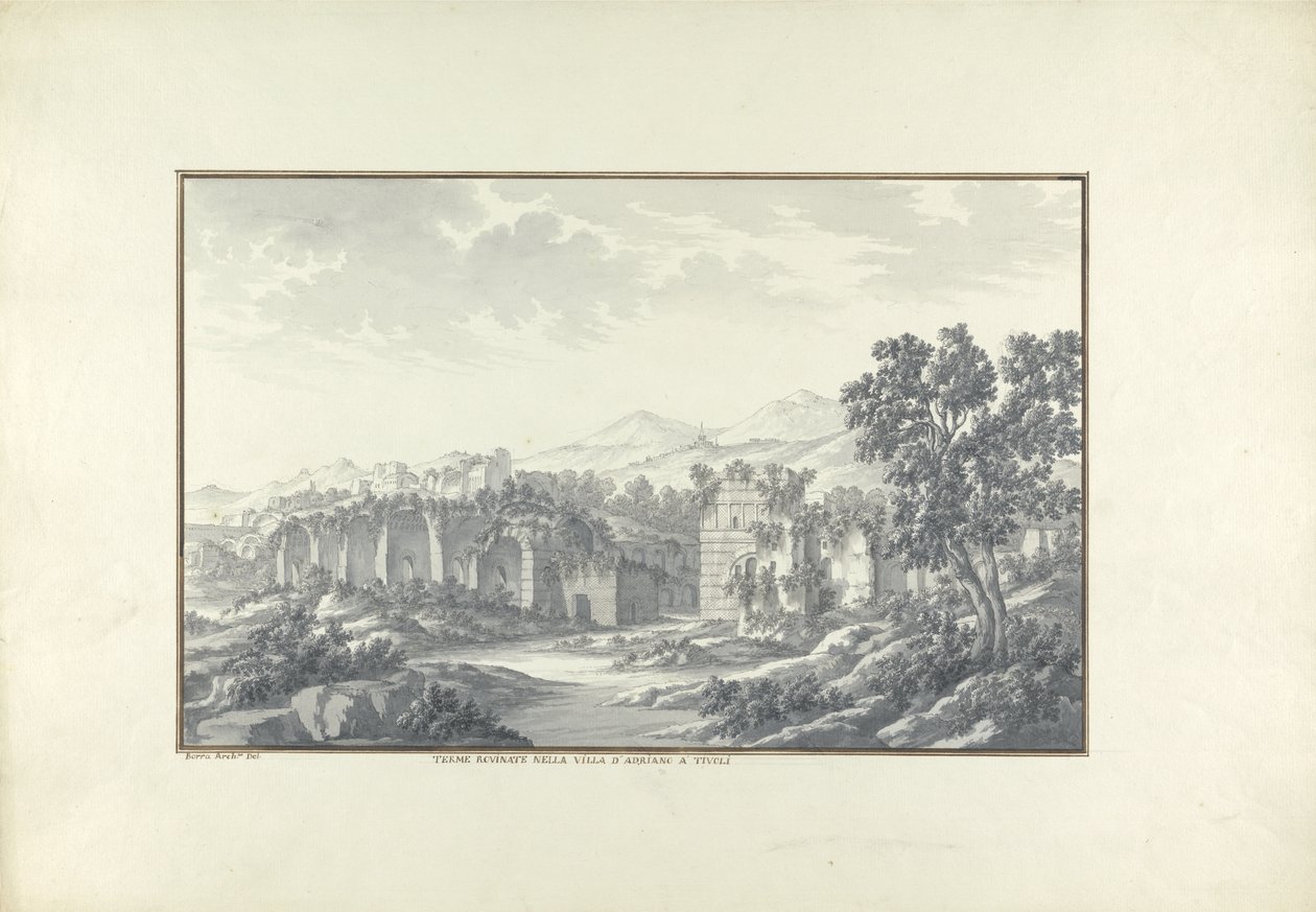 Vista de los Baños en Ruinas en la Villa de Adriano en Tívoli de Giovanni Battista Borra
