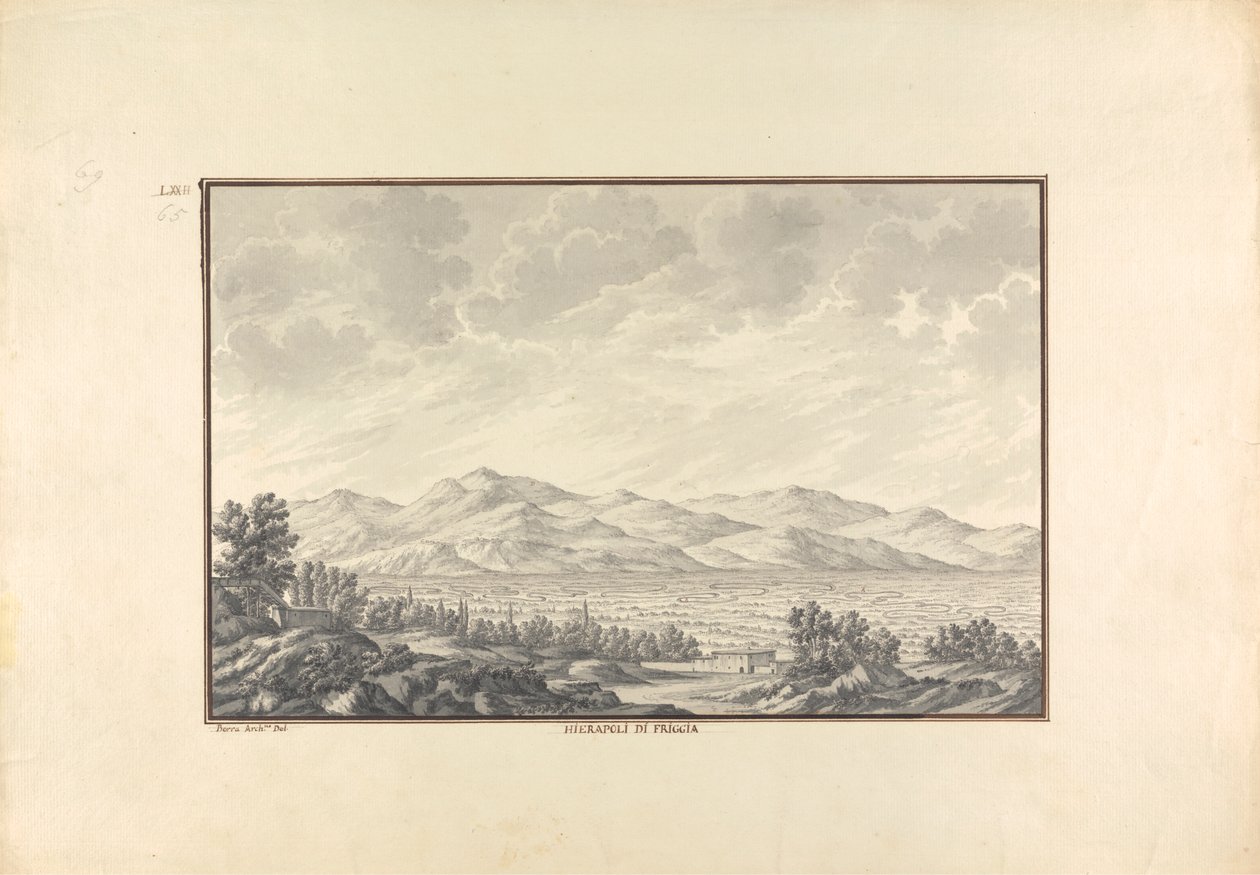 Vista del Valle de Hierápolis (actual Pamukkale) de Giovanni Battista Borra
