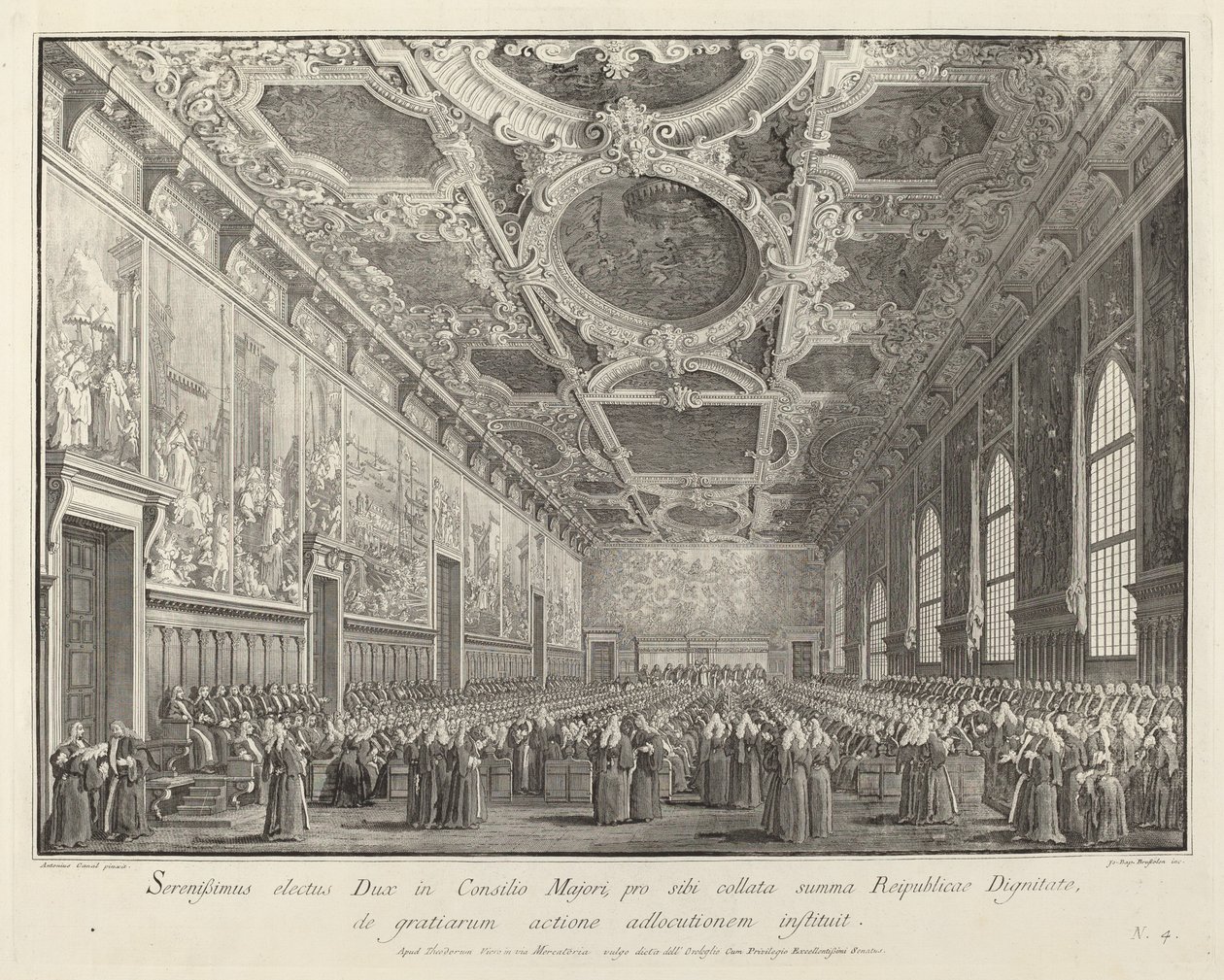 El Dogo Da Gracias en la Sala del Consejo Mayor, 1763-1766 de Giovanni Battista Brostoloni