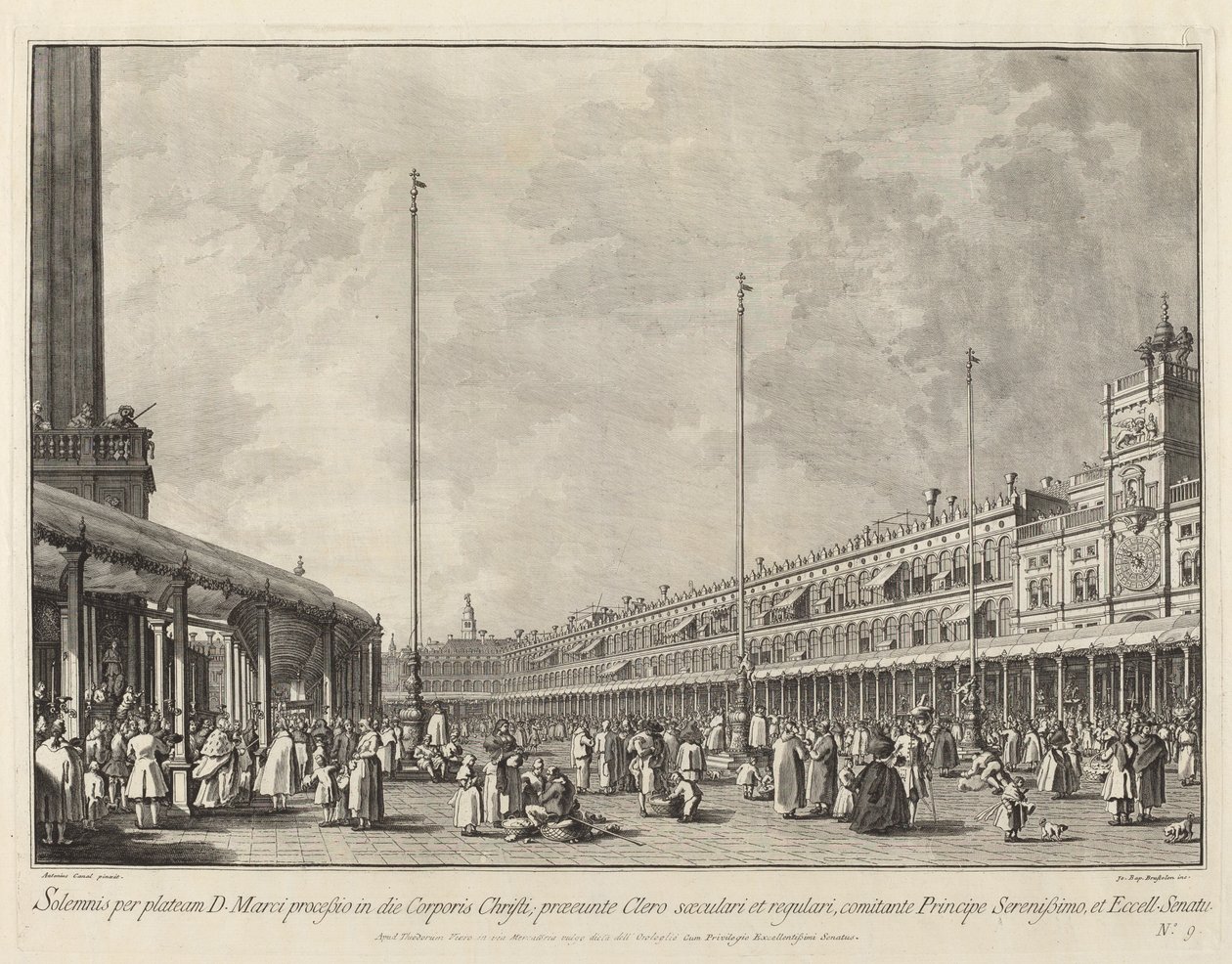 Procesión en el Día de Corpus Christi en la Piazza San Marco de Giovanni Battista Brustolon after Canaletto