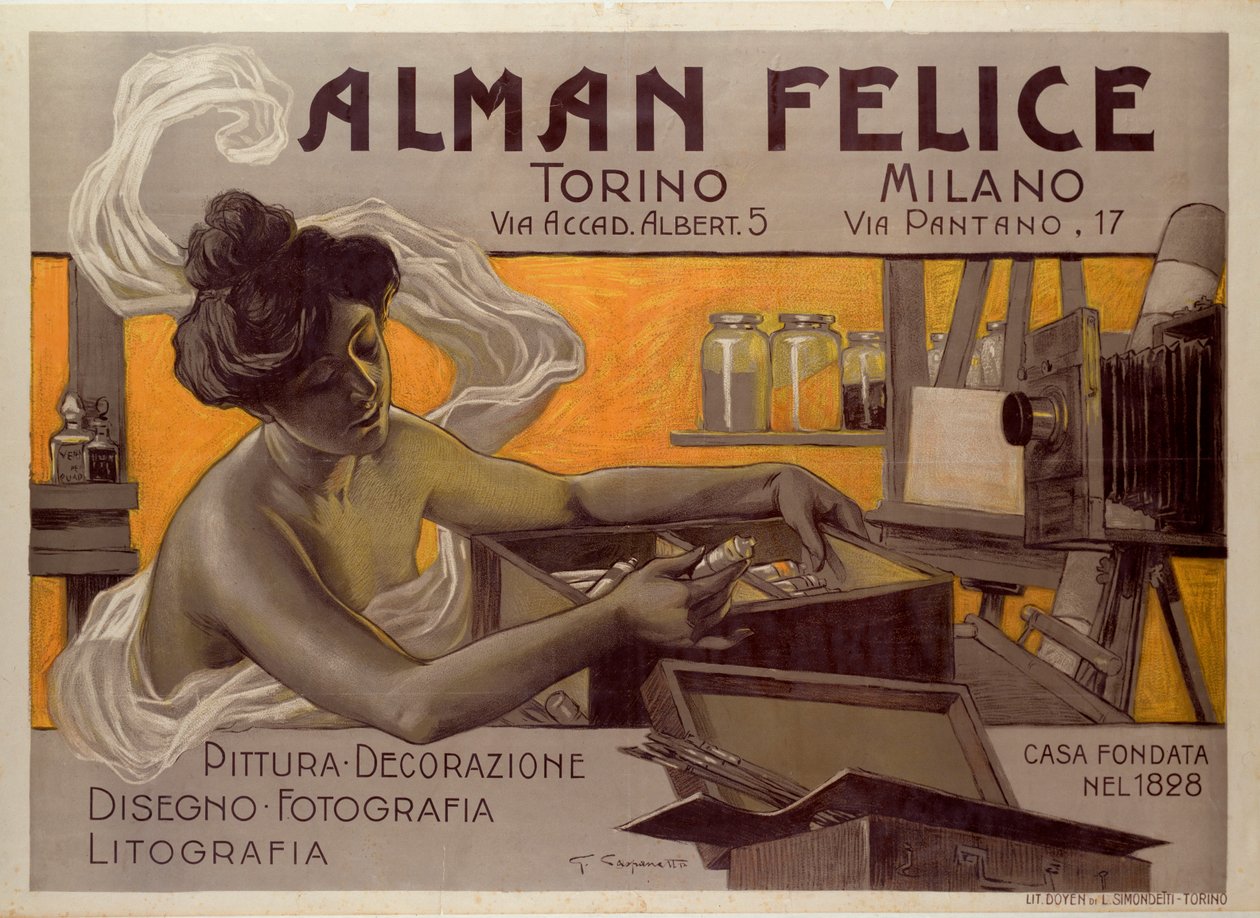 Cartel publicitario para Alman Felice, Torino - Milano, Italia de Giovanni Battista Carpanetto