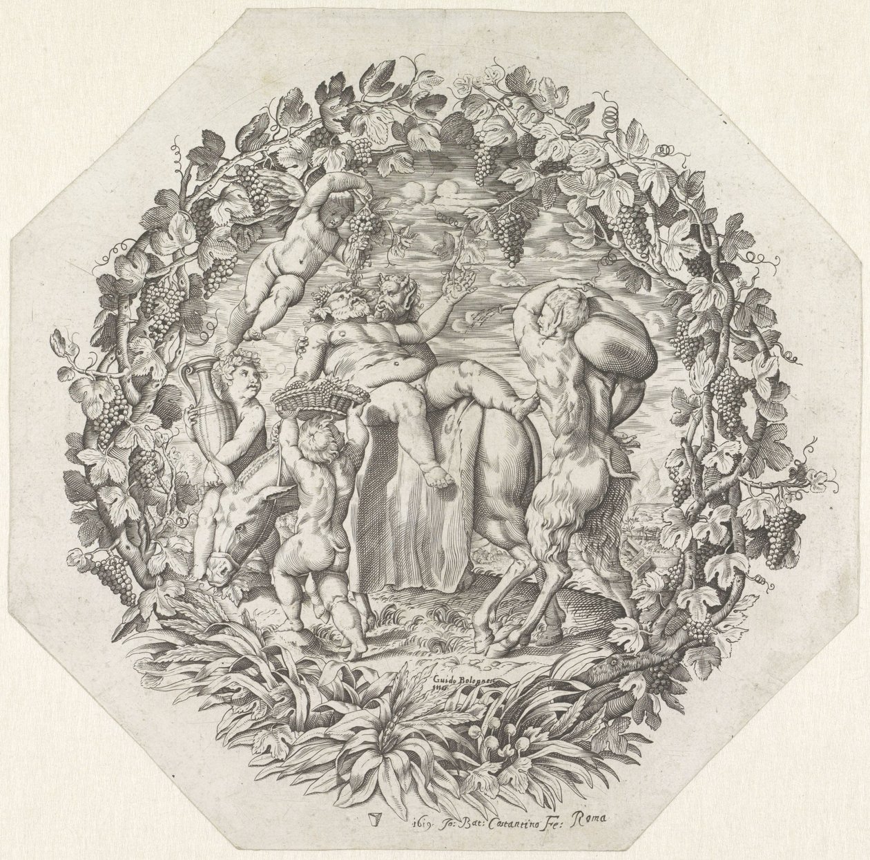 La bacanal conoció al borracho Silenus de Giovanni Battista Costantini