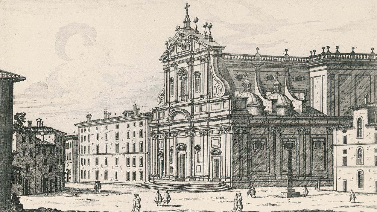 Iglesia de San Ignacio de Loyola en el Campo de Marte, Roma, grabado por Giovanni Battista Falda, Italia de Giovanni Battista Falda