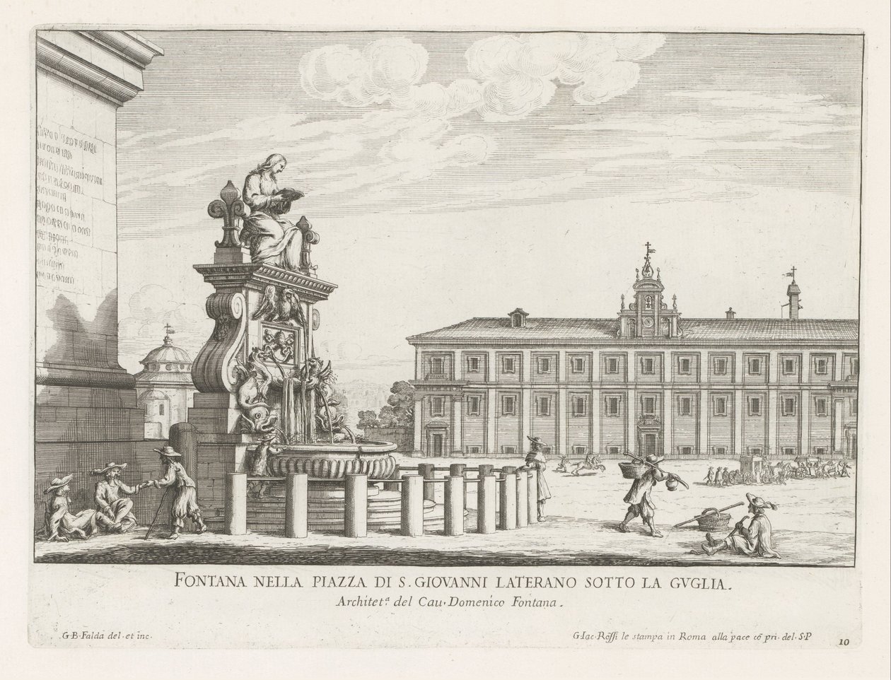 Fontein op Piazza di San Giovanni in Laterano en Roma Fuente en la Piazza di S. Giovanni Laterano bajo la aguja (título sobre el objeto) Fuentes de Roma (título de la serie) Fonteinen van Rome (título de la serie) de Giovanni Battista Falda