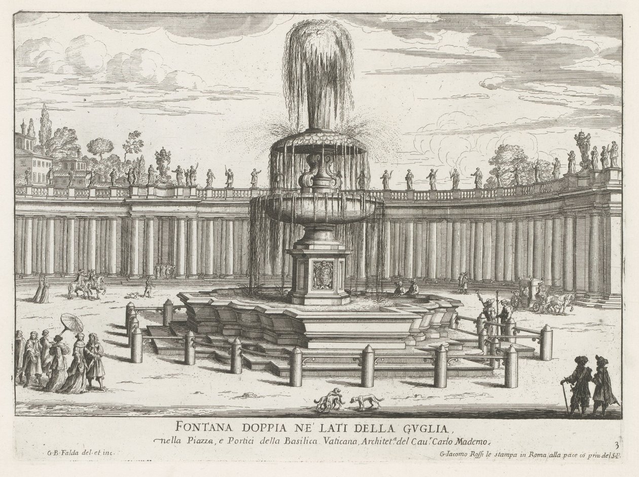 Fuente en la Plaza de San Pedro en el Vaticano Fontana doppia ne