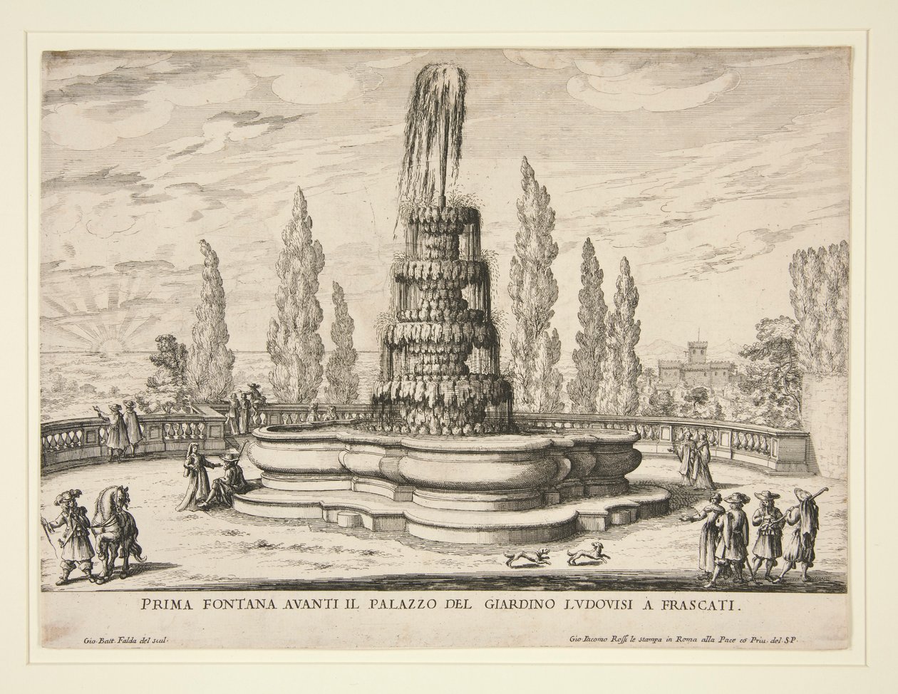 Fuente en los Jardines del Palacio Ludovisi en Frascati de Giovanni Battista Falda