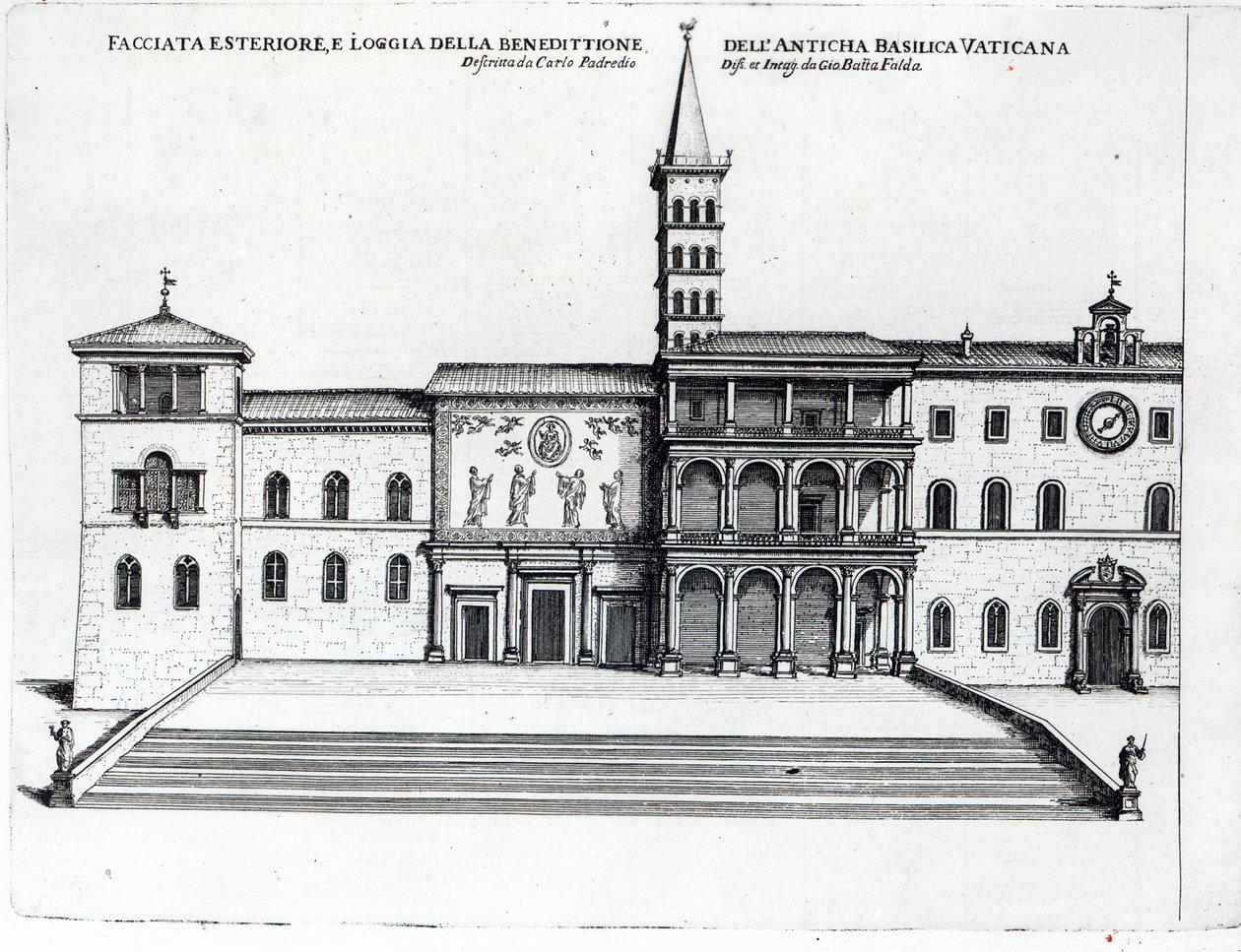 La logia de la bendición de la antigua basílica del Vaticano de Giovanni Battista Falda