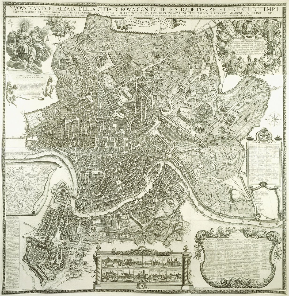Plano de la ciudad de Roma, 1730 de Giovanni Battista Falda