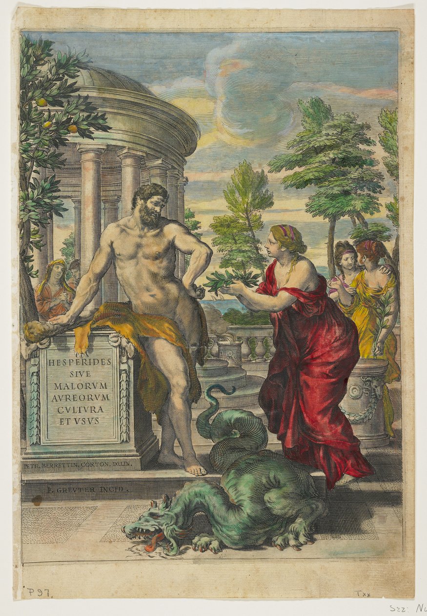 Frontispicio y página de título de Hesperides, 1646 de Giovanni Battista Ferrari