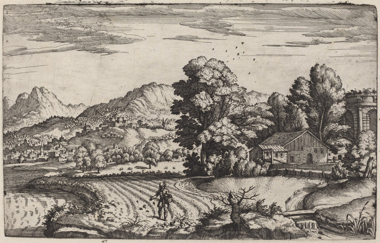 Paisaje Montañoso con la Parábola del Sembrador de Giovanni Battista Fontana