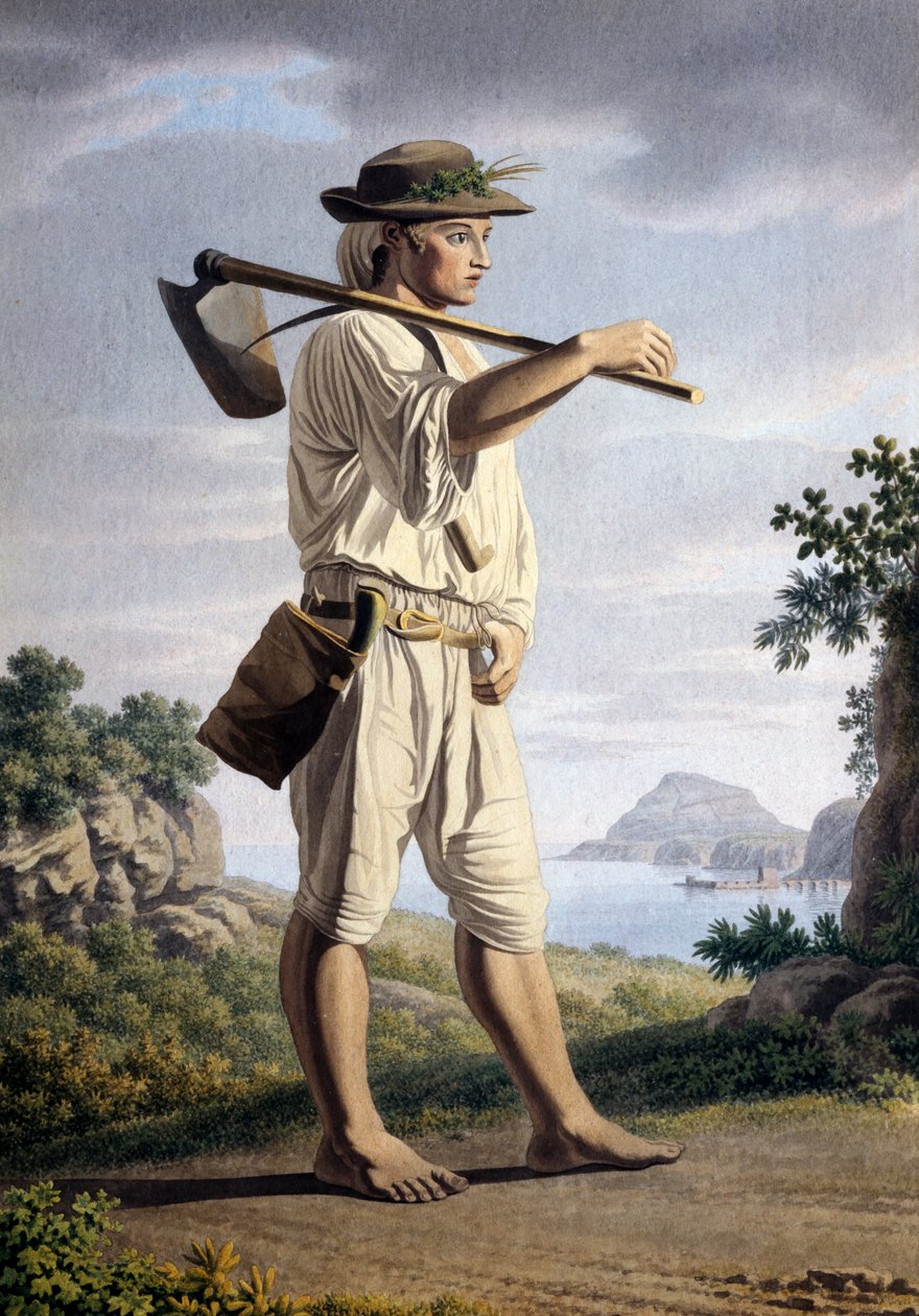 Campesino en el fondo de Campi Flegrei, por Giovan Battista Lusieri de Giovanni Battista Lusieri