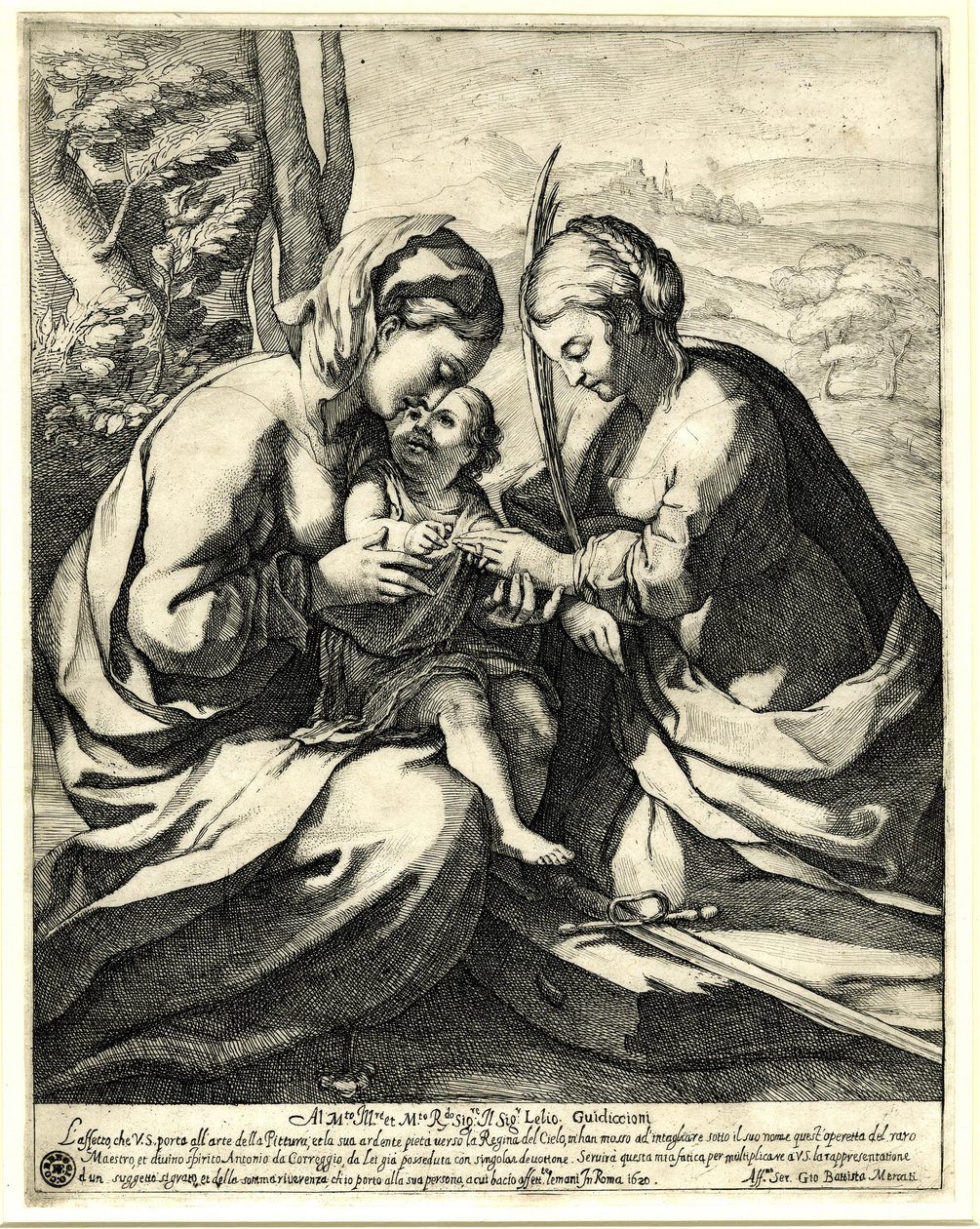 Giovanni Battista Mercati - El matrimonio místico de Santa Catalina, en cuyo dedo Cristo coloca el anillo; según Correggio. 1620, 1837,0408.160 de Giovanni Battista Mercati