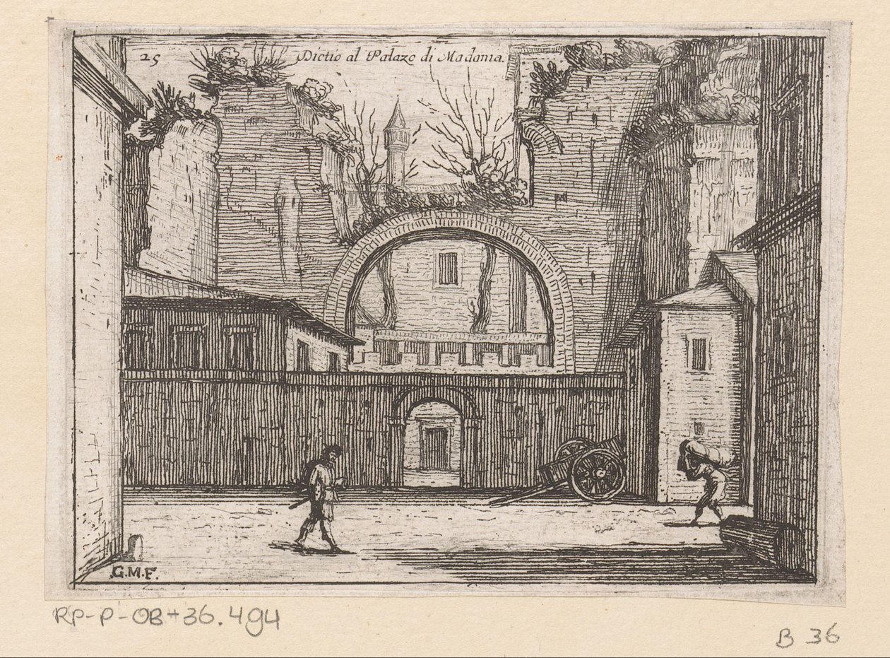 Ruinas en Roma Dictio en el Palazzo di Madama (título sobre objeto) Gezichten op Rome (título de la serie) Algunas vistas y perspectivas de lugares deshabitados en Roma (título de la serie) de Giovanni Battista Mercati