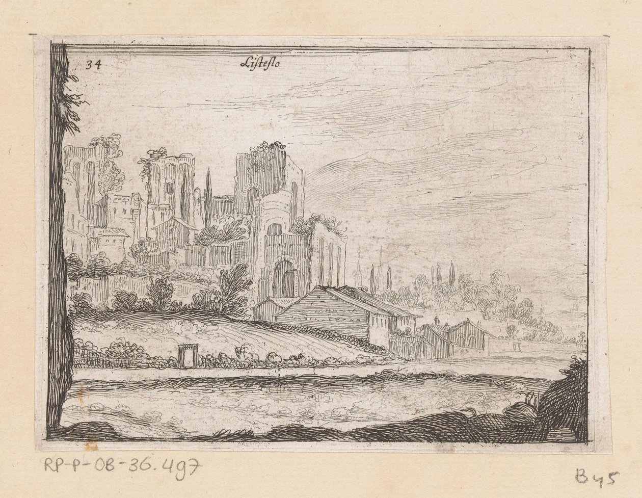 Ruinas del Palacio Mayor de Roma Listesso (título sobre objeto) Gezichten op Rome (título de la serie) Algunas vistas y perspectivas de lugares deshabitados en Roma (título de la serie) de Giovanni Battista Mercati