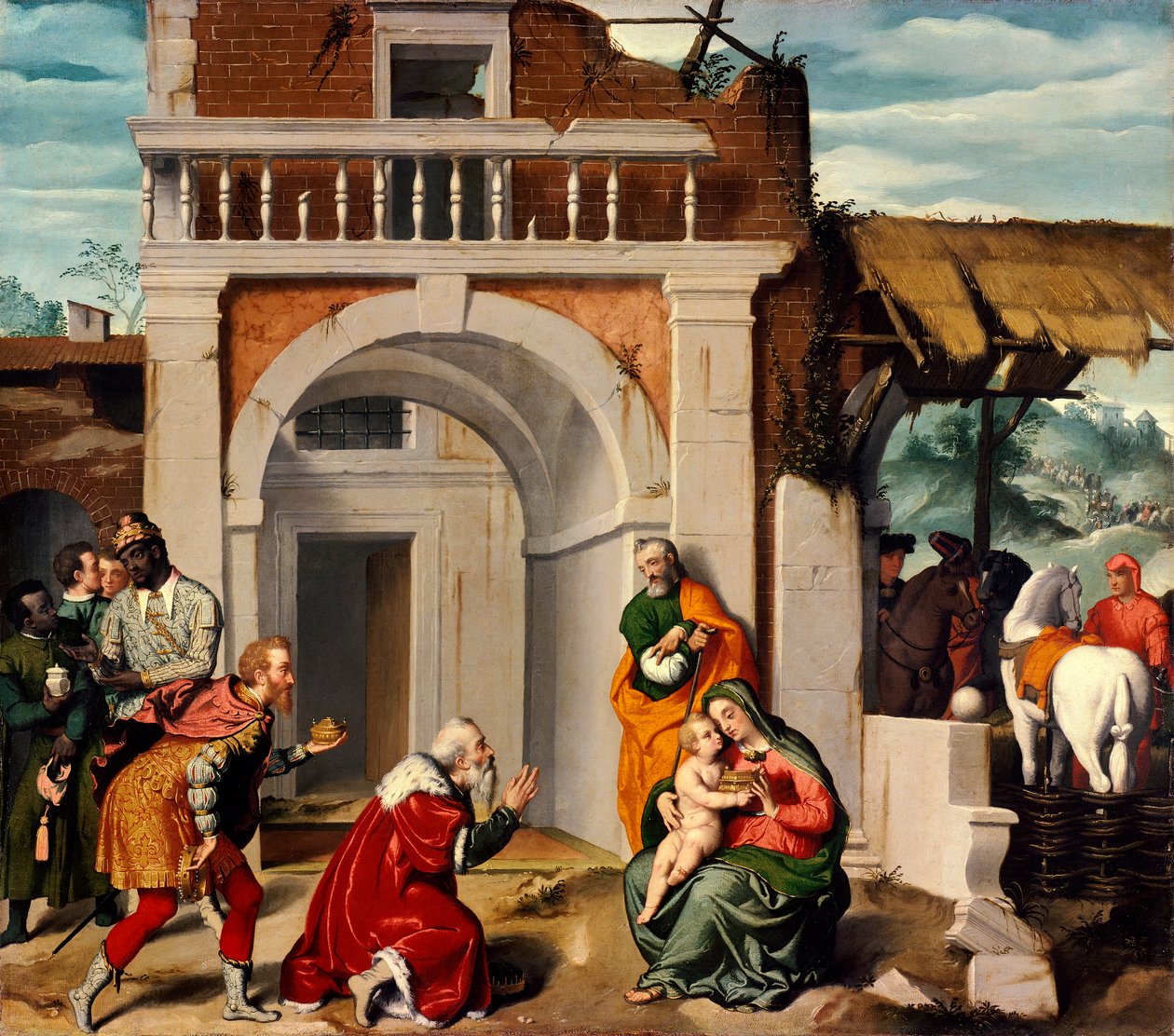 Adoración de los Reyes Magos, de Giovanni Battista Moroni (hacia 1525-1578) de Giovanni Battista Moroni