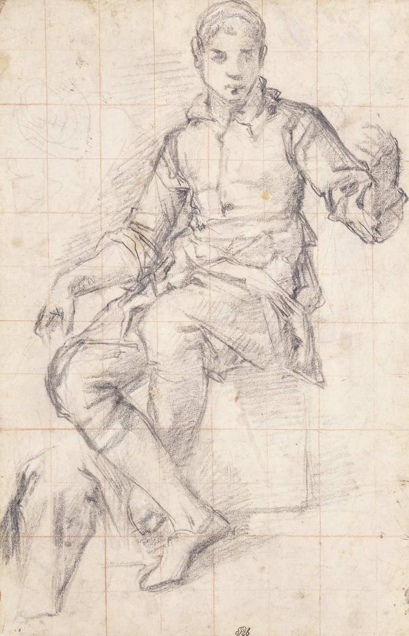 Un niño sentado de Giovanni Battista Naldini