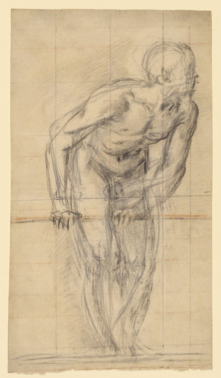 Desnudo masculino de pie (anverso); Desnudo masculino de pie (reverso) de Giovanni Battista Naldini