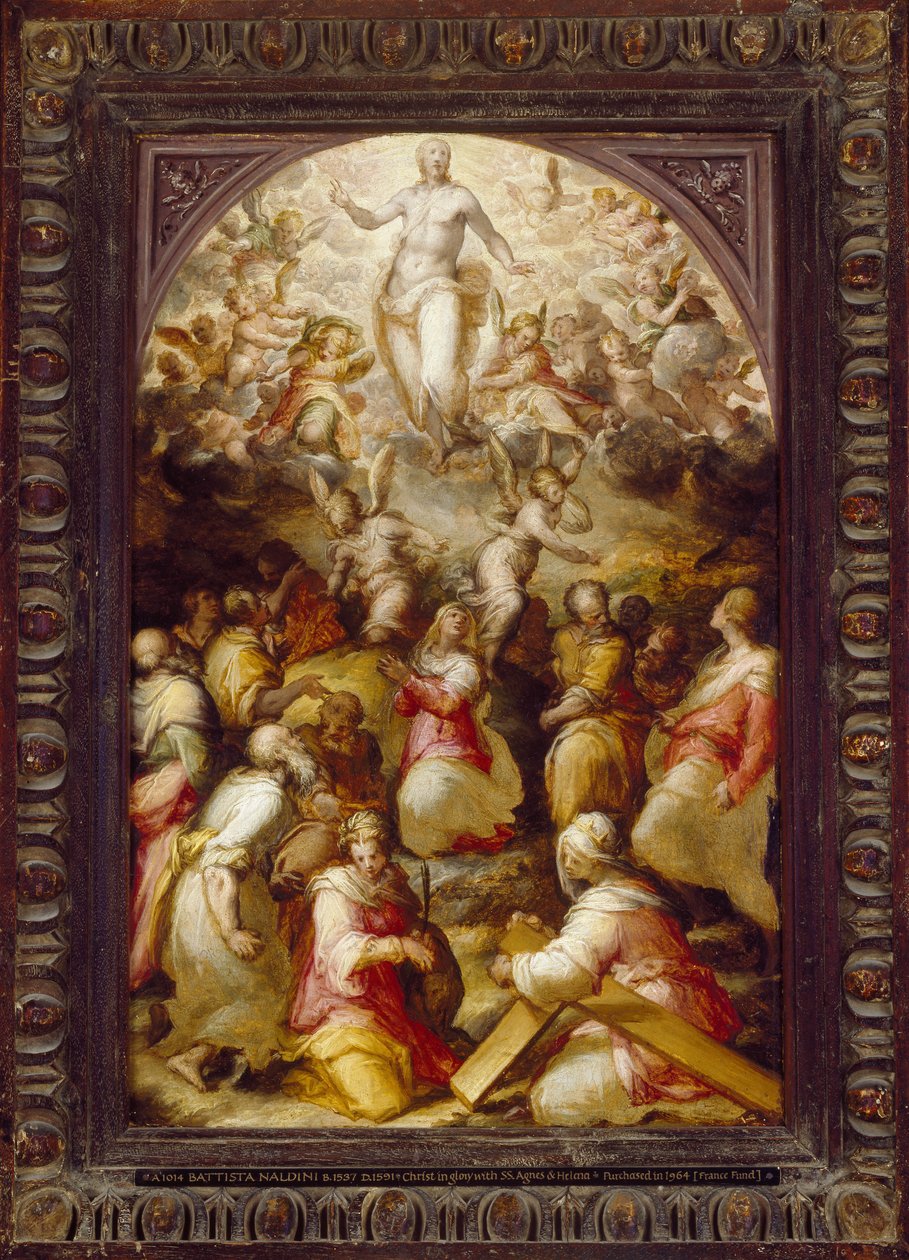 Cristo en gloria con Santa Inés y Santa Helena, siglo XVI de Giovanni Battista Naldini