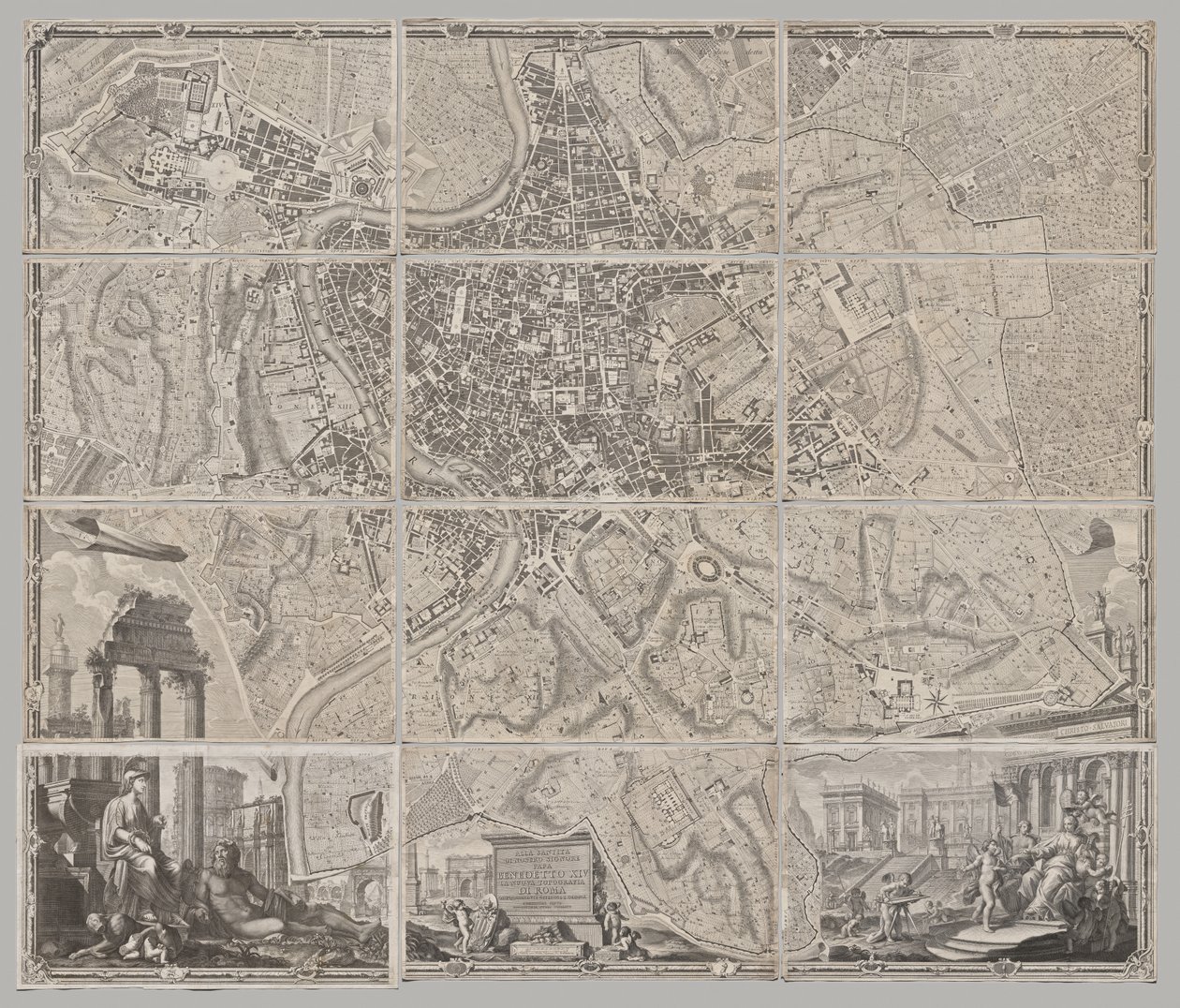 Nuevo mapa de Roma sacado a la luz por Giambattista Nolli en el año MDCCXLVII, conocido como La Pianta Grande di Roma de Giovanni Battista Nolli