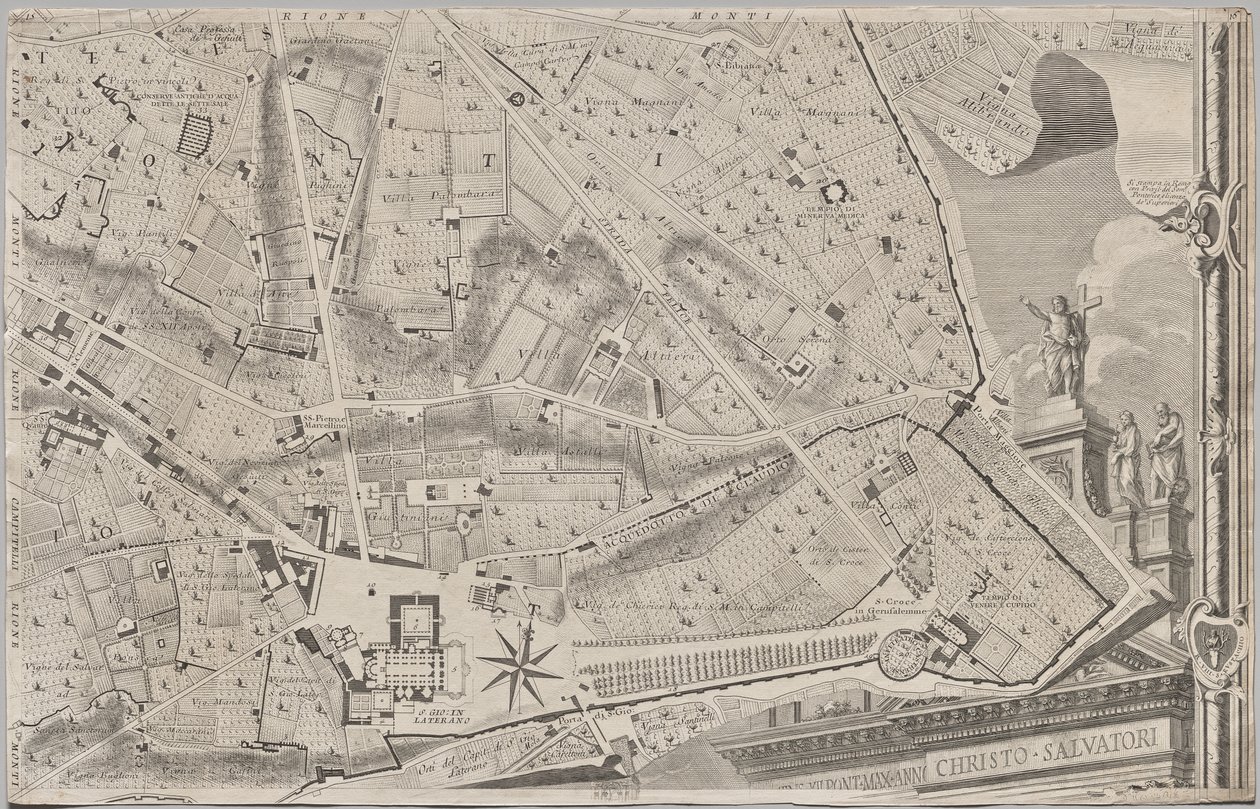 Nuevo mapa de Roma sacado a la luz por Giambattista Nolli en el año MDCCXLVII, conocido como La Pianta Grande di Roma de Giovanni Battista Nolli