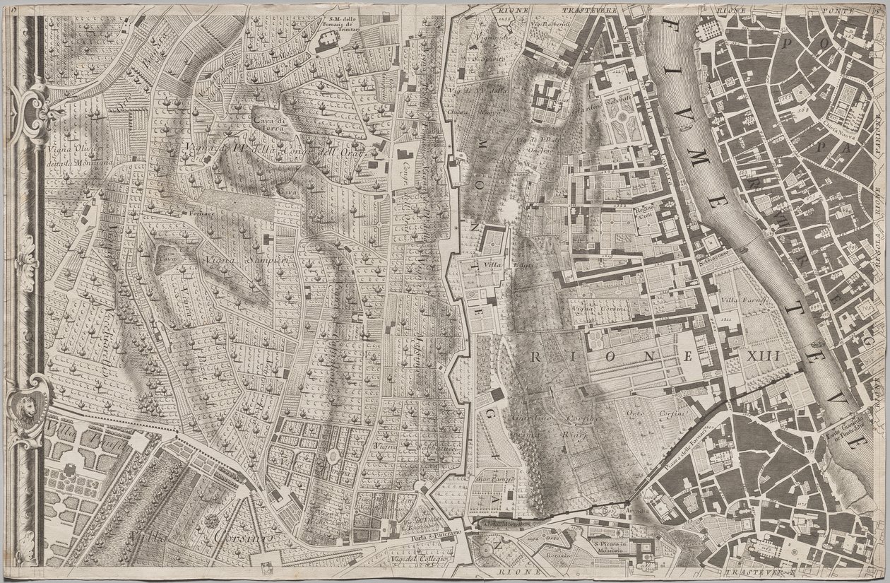 Nuevo mapa de Roma sacado a la luz por Giambattista Nolli en el año MDCCXLVII, conocido como La Pianta Grande di Roma de Giovanni Battista Nolli