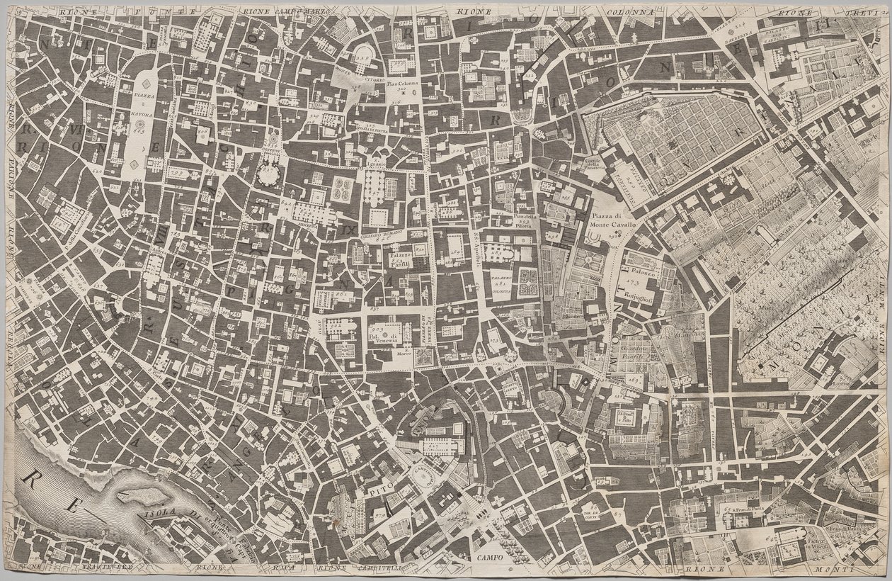 Nuevo mapa de Roma sacado a la luz por Giambattista Nolli en el año MDCCXLVII, conocido como La Pianta Grande di Roma de Giovanni Battista Nolli
