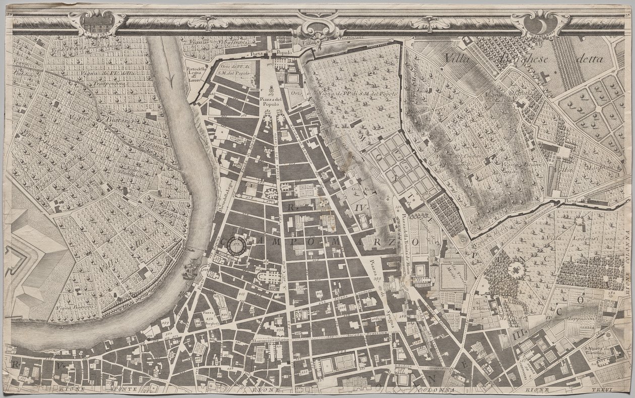 Nuevo mapa de Roma sacado a la luz por Giambattista Nolli en el año MDCCXLVII, conocido como La Pianta Grande di Roma de Giovanni Battista Nolli