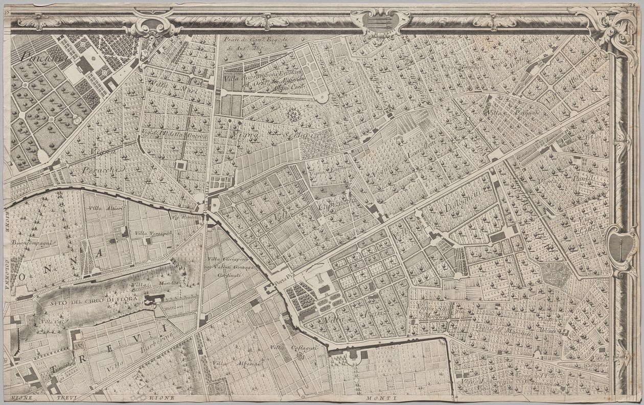 Nuevo mapa de Roma sacado a la luz por Giambattista Nolli en el año MDCCXLVII, conocido como La Pianta Grande di Roma de Giovanni Battista Nolli