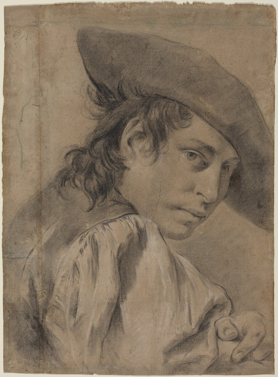 Un joven con sombrero de ala ancha de Giovanni Battista Piazzetta