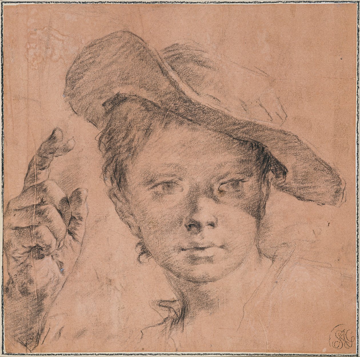 Niño señalando con la mano derecha levantada de Giovanni Battista Piazzetta