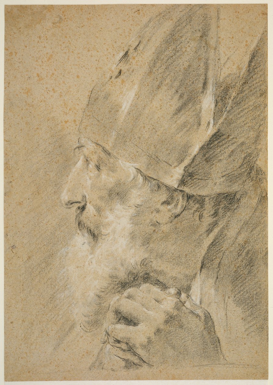 Cabeza de un obispo de perfil de Giovanni Battista Piazzetta