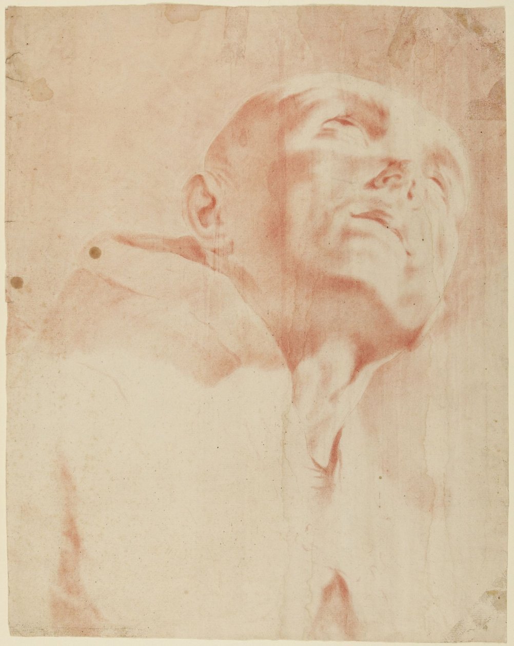Cabeza de un monje mirando hacia arriba de Giovanni Battista Piazzetta