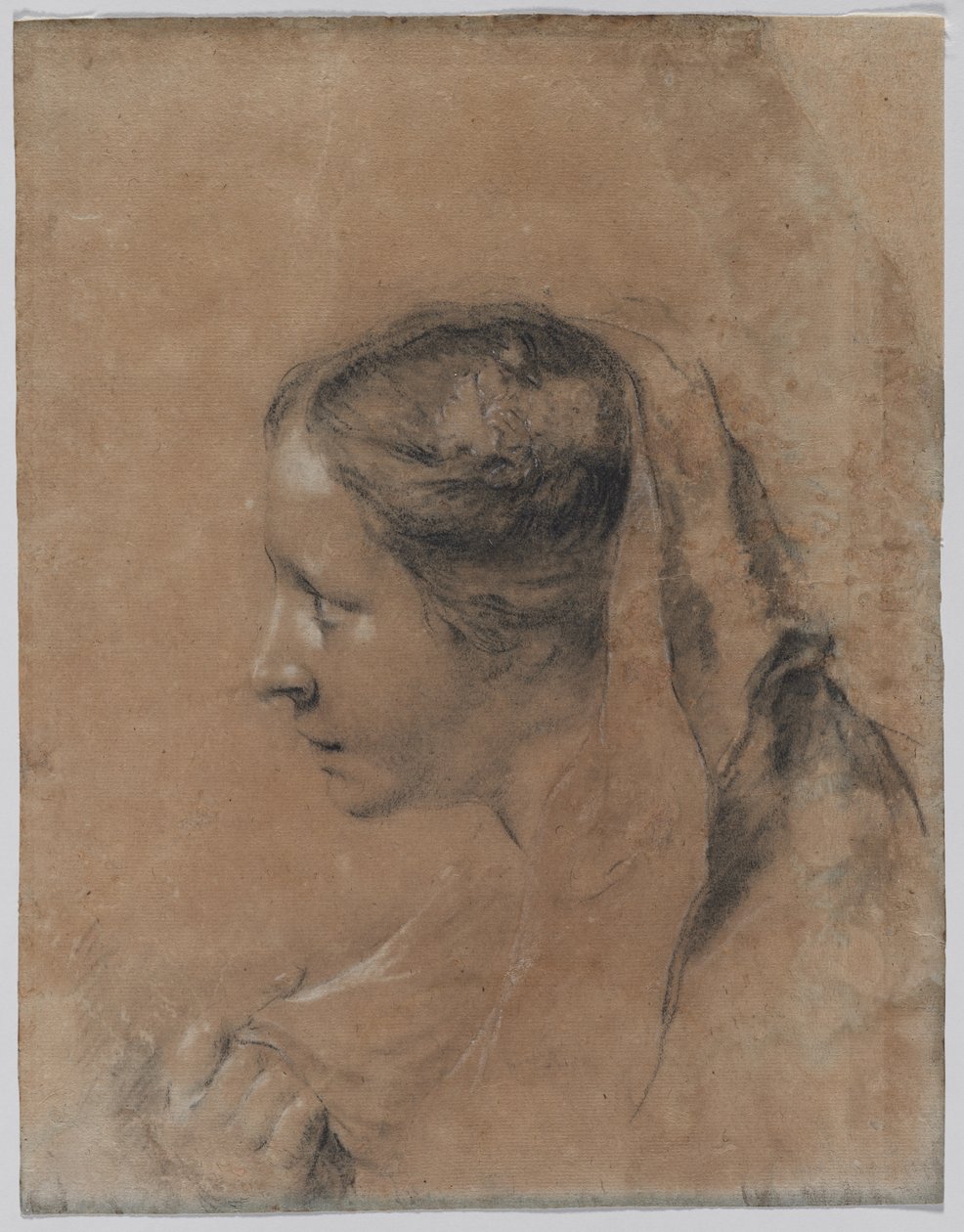 Cabeza de una mujer en perfil con un pañuelo de Giovanni Battista Piazzetta
