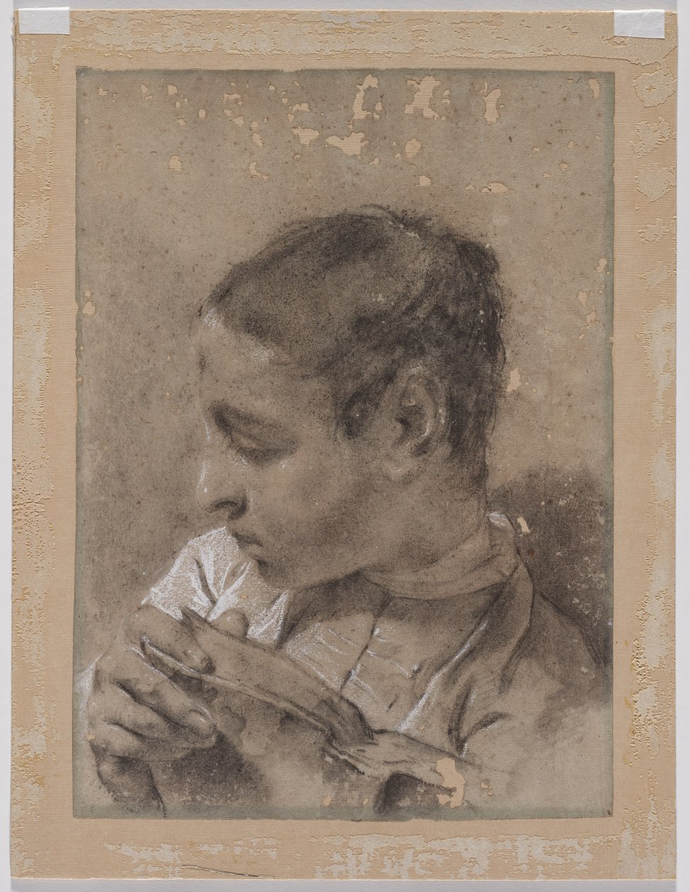 Cabeza de un joven en perfil con un libro, c. 1730-40s de Giovanni Battista Piazzetta