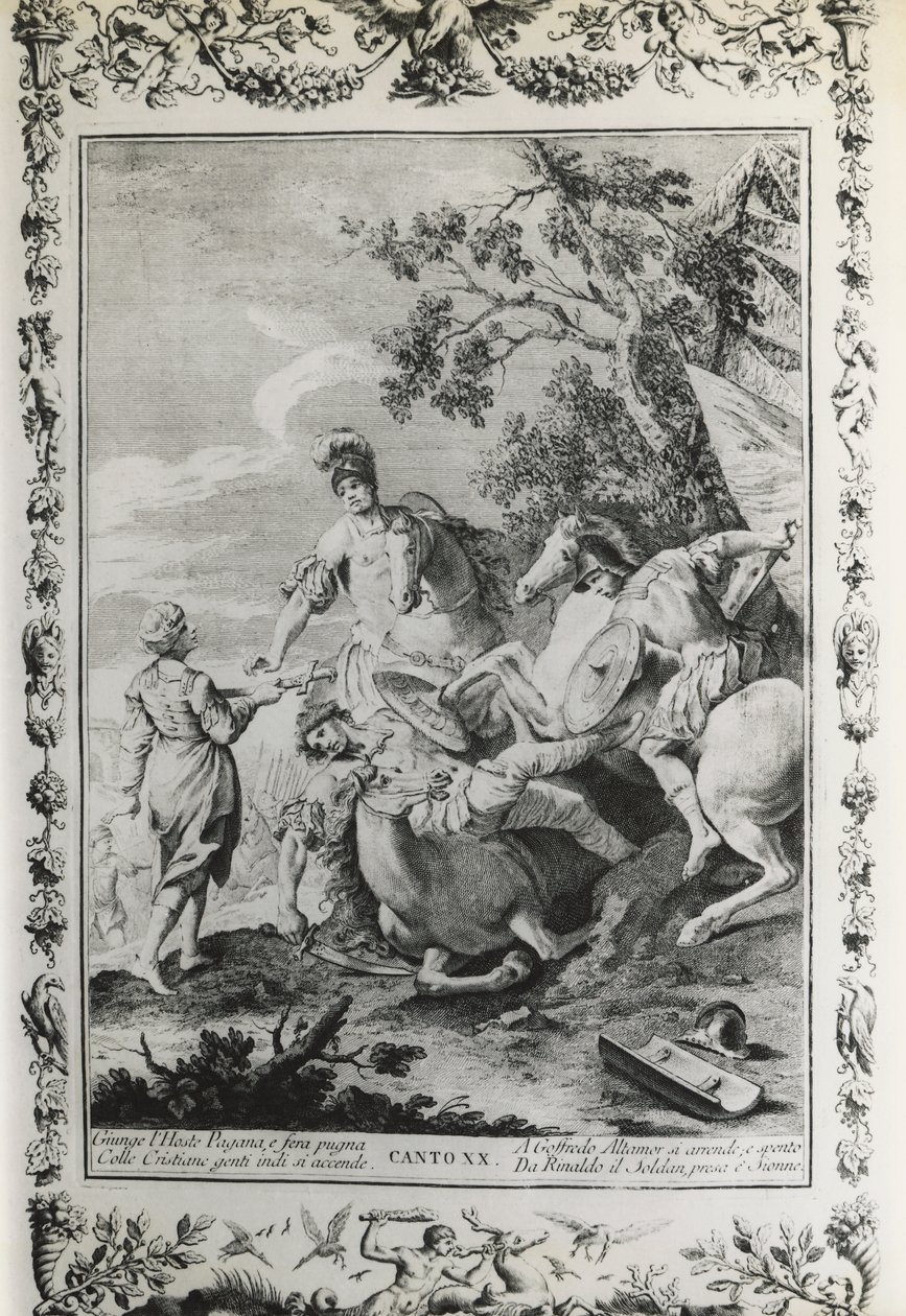 Jerusalén liberada, canto XX, ilustración de Giovanni Battista Piazzetta (1683-1754) para el poema de Torquato Tasso (1544-1595), edición publicada en Venecia en 1745, Italia de Giovanni Battista Piazzetta