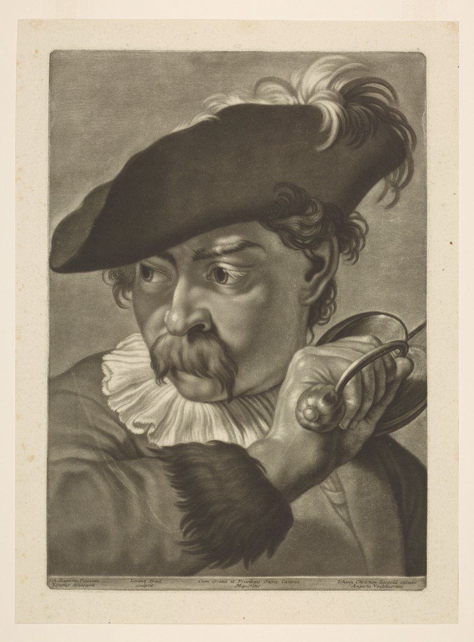 Un hombre con un sombrero de plumas de Giovanni Battista Piazzetta