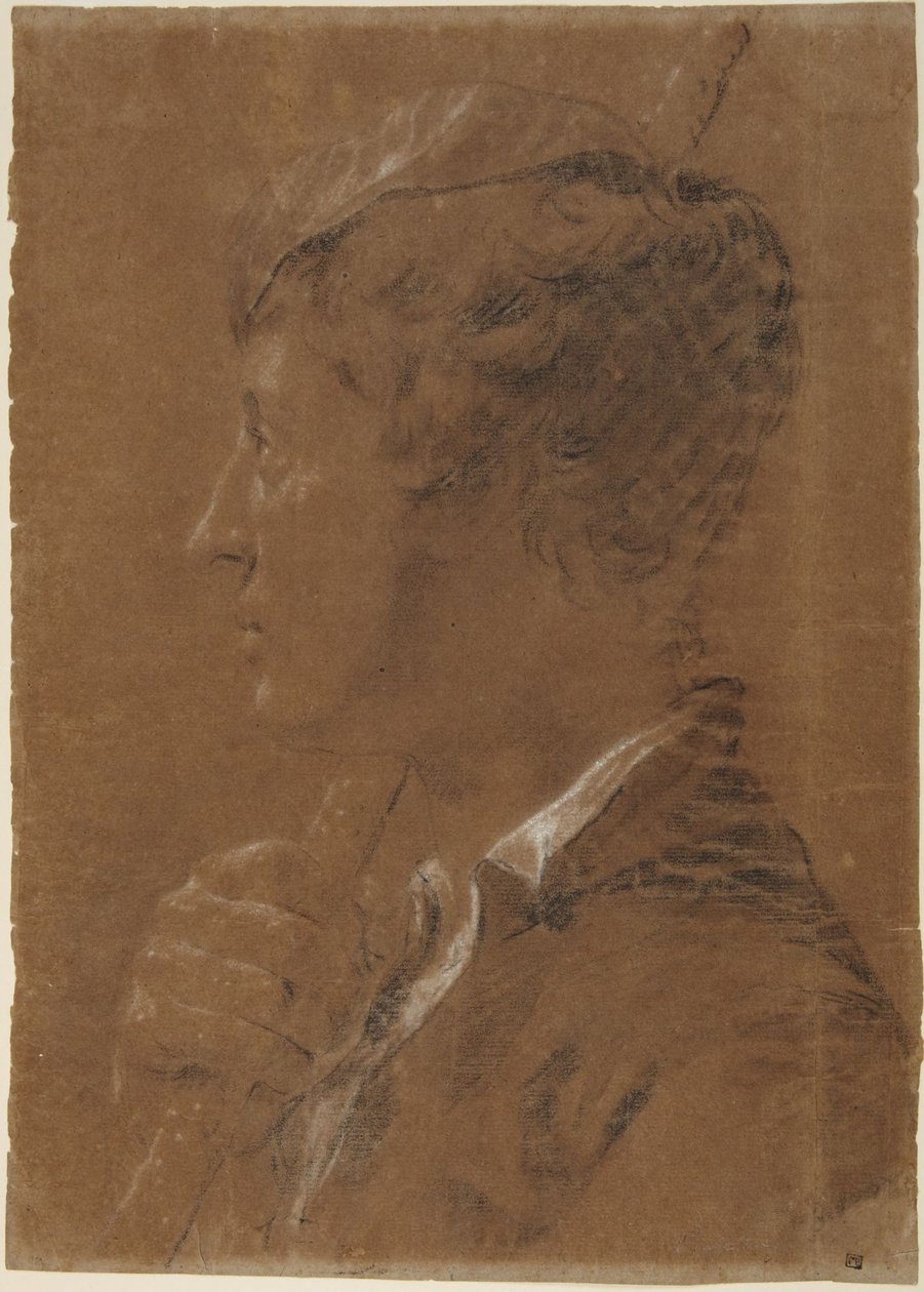 Perfil de un joven sosteniendo un bastón de Giovanni Battista Piazzetta