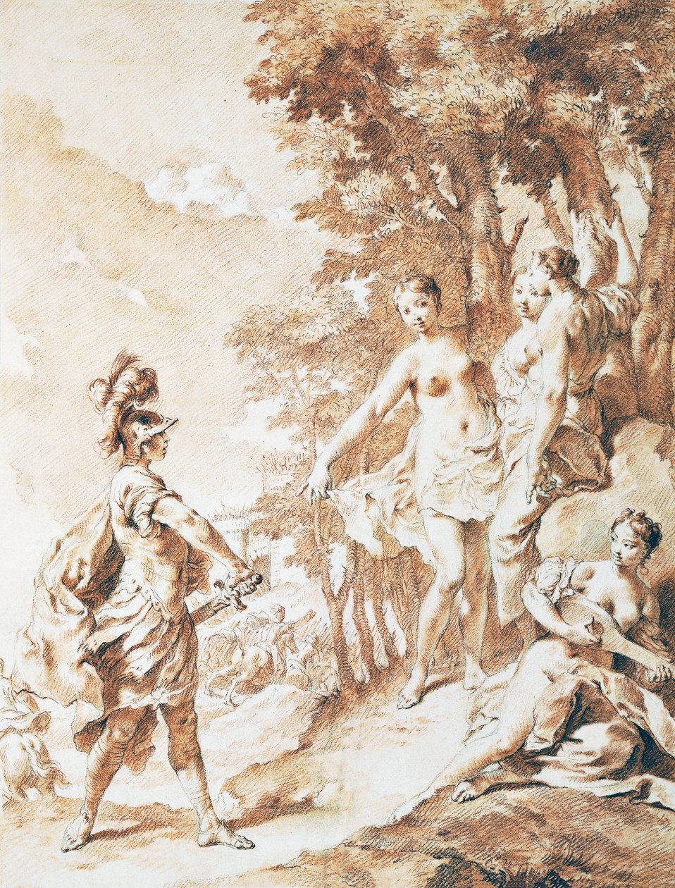 Tancredi en el umbral del bosque encantado, escena de La Jerusalén Liberada de Torquato Tasso de Giovanni Battista Piazzetta