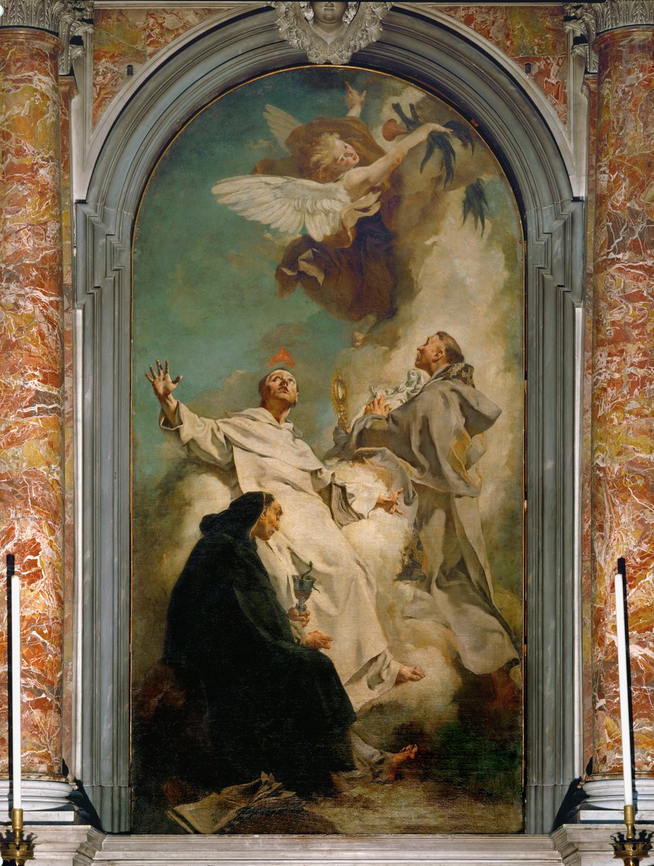 Los tres santos dominicos: San Vicente Ferrer, San Ludovico Bertrand y San Jacinto (óleo sobre lienzo) de Giovanni Battista Piazzetta