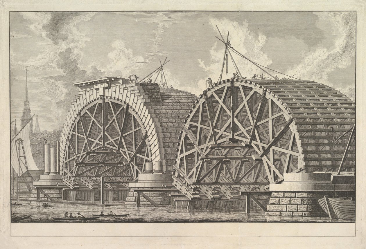 Vista de parte del Puente previsto en Blackfriars, Londres de Giovanni Battista Piranesi